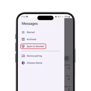 گزینه Spam & Blocked در پیامک‌های اندروید