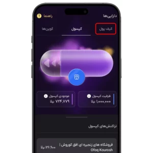 گزینه کیف پول در اوزون سوشال